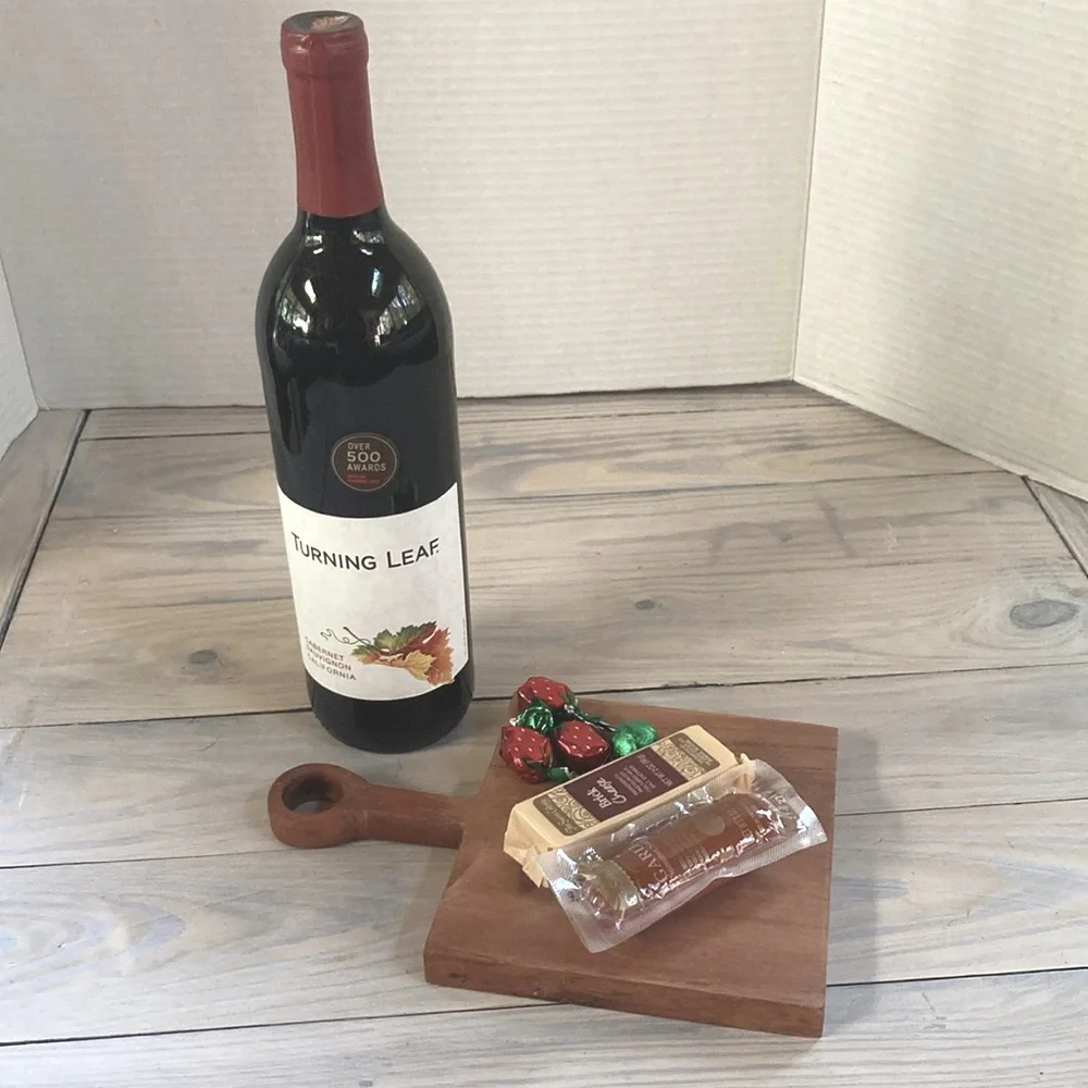 Charcuterie Cutting Small Square with Handle Serving Board Dark Wood 5.5 x 6 in